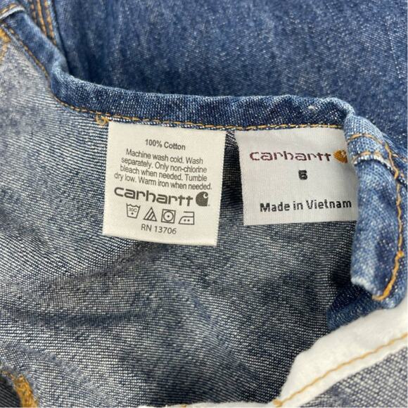 CARHARTT Sanforized Master Cloth Denim Bib Overalls Size: 6 - Picture 3 of 7